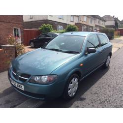 2003 nissan almera 1.5s 3 doors mot nov 16 46100 miles 596 o.v.n.o part ex to clear