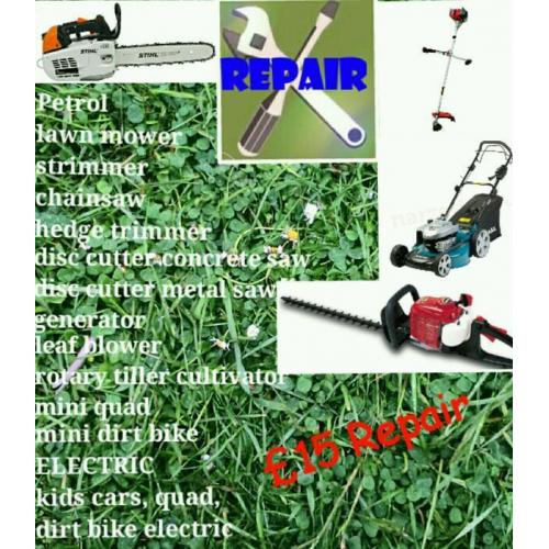 Repair petrol lawn mower, strimmer, chainsaw, hedge trimmer and more...