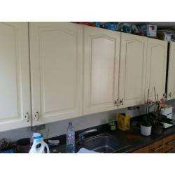 Traditional Kitchen wall units F&B painted oak with glassed handles (3 units)