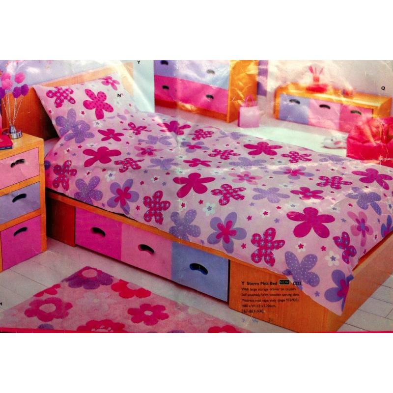Little Girl's Storm Pink Bed with Storage Drawers. (Brand New in Original Packaging)