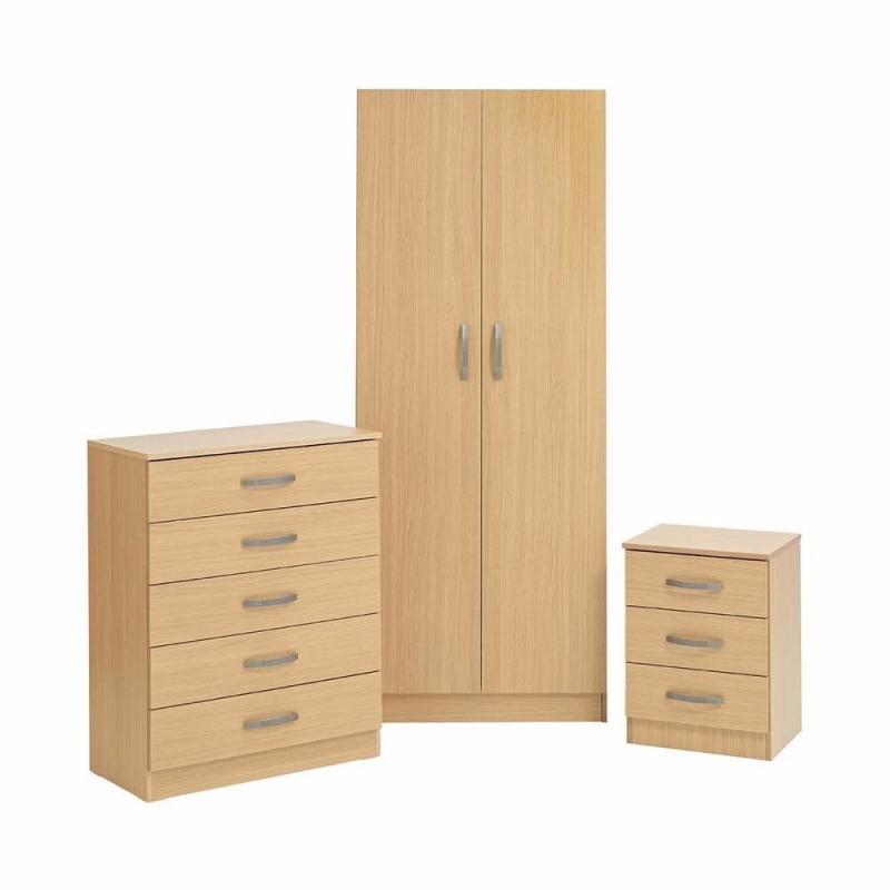 BUDGET BED ROOM SET =TWO DOOR ROBE -CHEST OF DRAWRS- BEDSIDE WITH DRAWERS ==PRE ASSEMBLED =CALLS ON