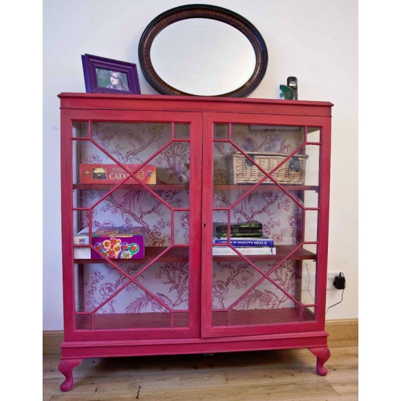 Vintage Shabby Chic Glass Fronted Display Cabinet Cupboard Storage
