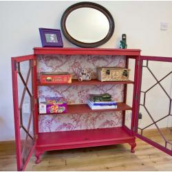 Vintage Shabby Chic Glass Fronted Display Cabinet Cupboard Storage