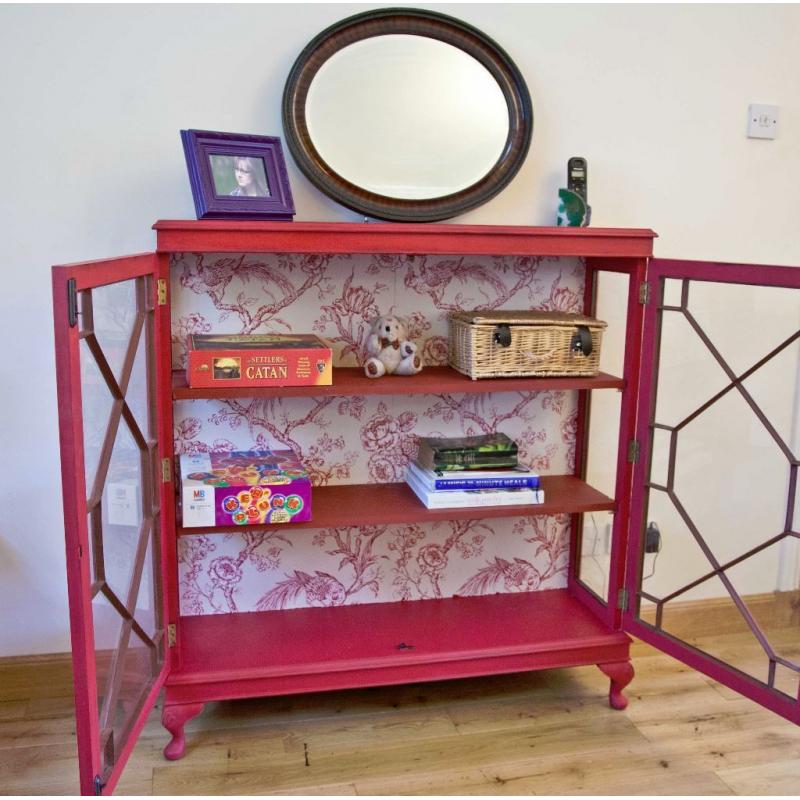 Vintage Shabby Chic Glass Fronted Display Cabinet Cupboard Storage