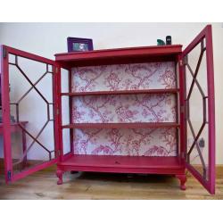 Vintage Shabby Chic Glass Fronted Display Cabinet Cupboard Storage