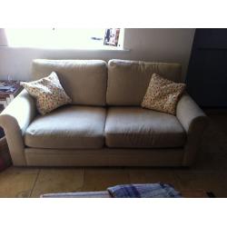 Three piece suite, sofa, armchair and footstool