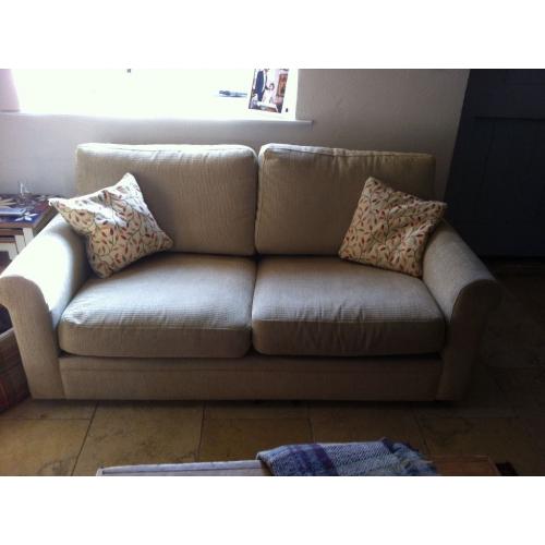 Three piece suite, sofa, armchair and footstool