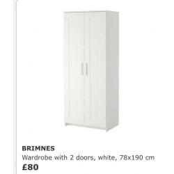 White IKEA Brimnes Wardrobe - only 2 months old