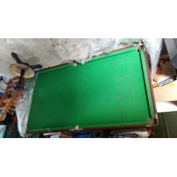pool table with cue sticks and pool balls