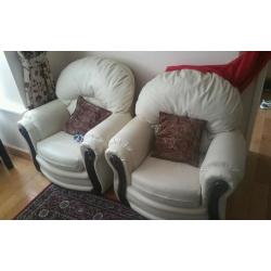 5 seater Cream Leather Sofa Bargain