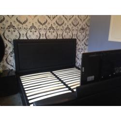 Super king size TV bed frame (faux leather)