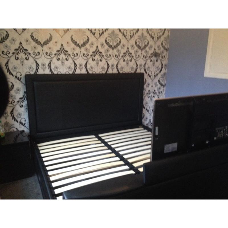 Super king size TV bed frame (faux leather)