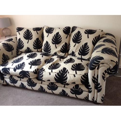 Beige & Black 3 seater Sofa - good condition