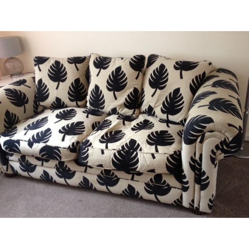 Beige & Black 3 seater Sofa - good condition