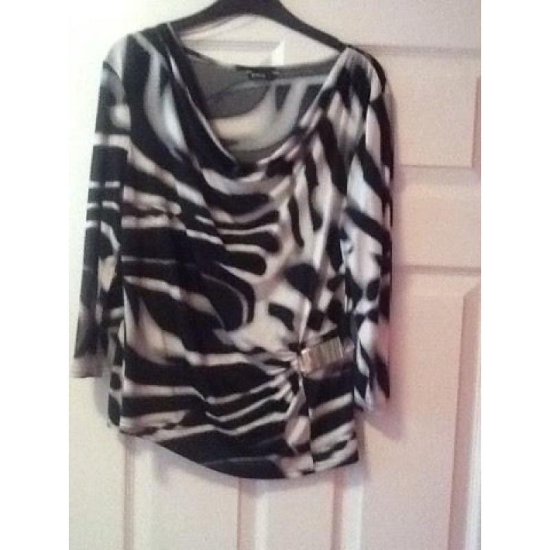 Black silver white top
