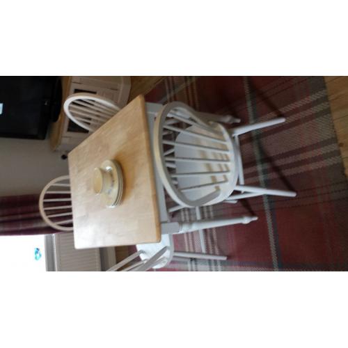Painted pine table and chairs