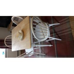 Painted pine table and chairs