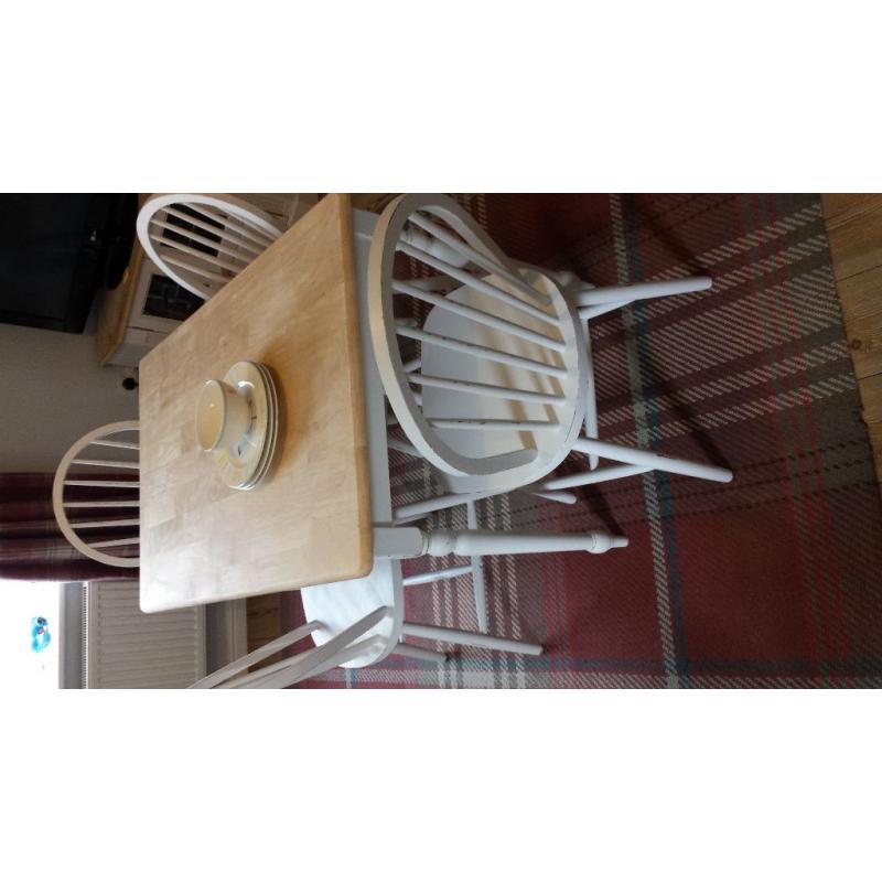 Painted pine table and chairs