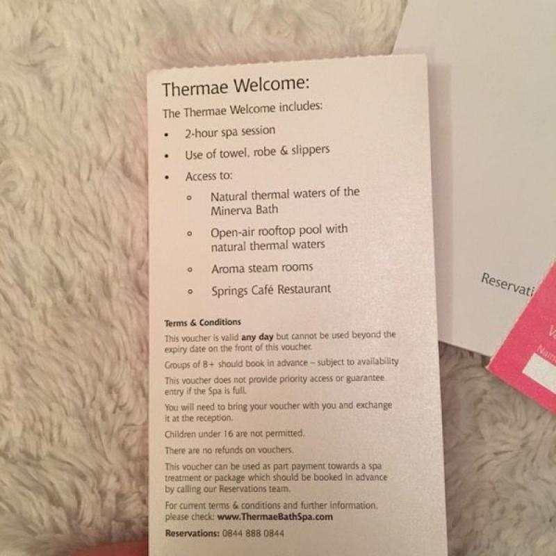 Bath Spa voucher (June 2016) x2