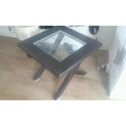 Chocolate leather side coffee table