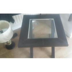 Chocolate leather side coffee table