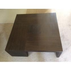 Black/dark brown hardwood coffee table + nest of tables (same wood)