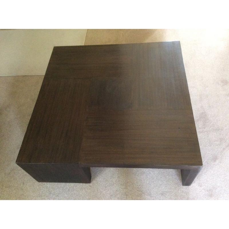 Black/dark brown hardwood coffee table + nest of tables (same wood)