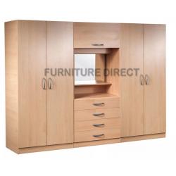 BRAND NEW- Ready Built 4 Door Fitment Wardrobe w/ Dresser Table Chest and Mirror