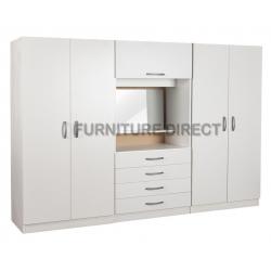 BRAND NEW- Ready Built 4 Door Fitment Wardrobe w/ Dresser Table Chest and Mirror
