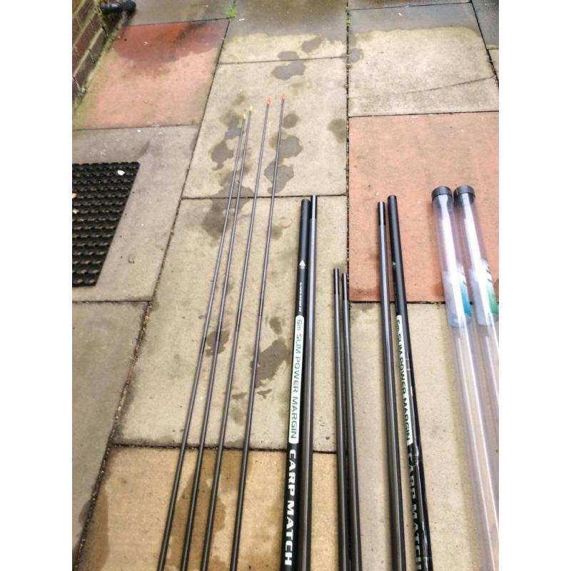 Leeda Slim 6M Carp Pole With 4 Top Kits and Extras