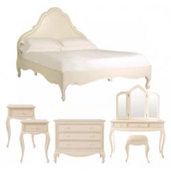 Double Bed (kingsize) Cream Parisienne style, 2 bedside tables, dressing table, stool, chest drawers