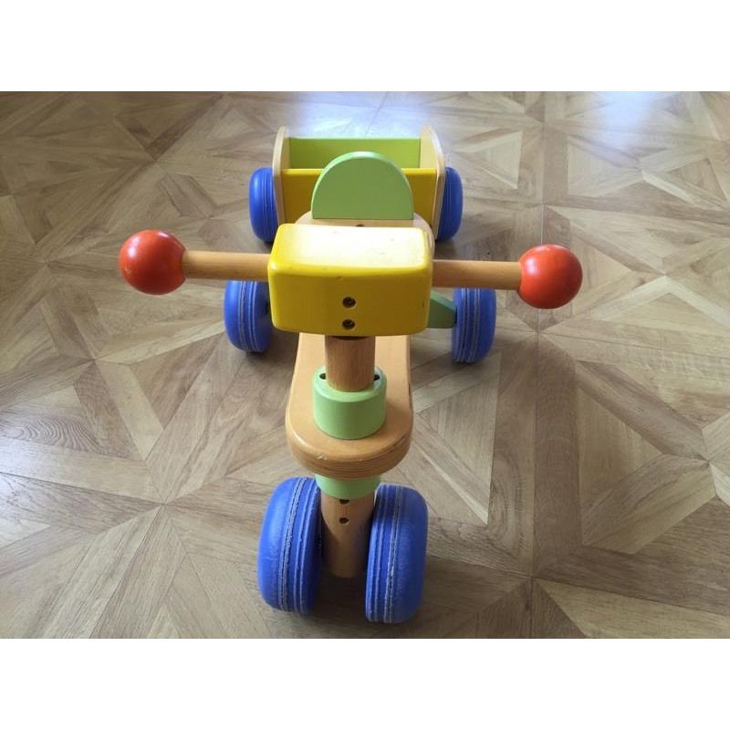 Early learning centre Childrens wooden trike/bike and trailer