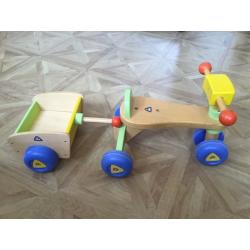 Early learning centre Childrens wooden trike/bike and trailer