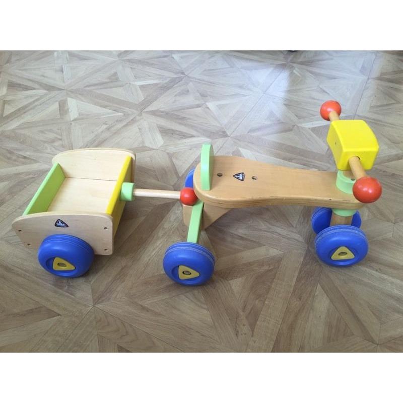 Early learning centre Childrens wooden trike/bike and trailer