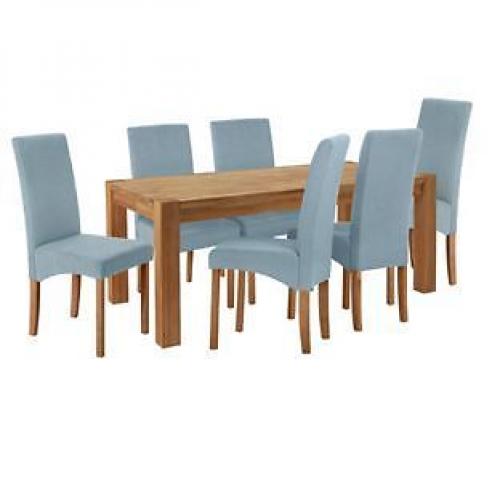 Heart of House Aspley Table & 6 Duck Egg Skirted Chairs