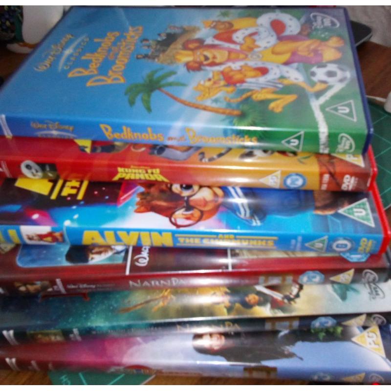 6 Kids -DVDs: 2 x Narnia, Alvin & the Chipmunks, Kung Fu Panda, Bedknobs and Broomsticks, Sky High