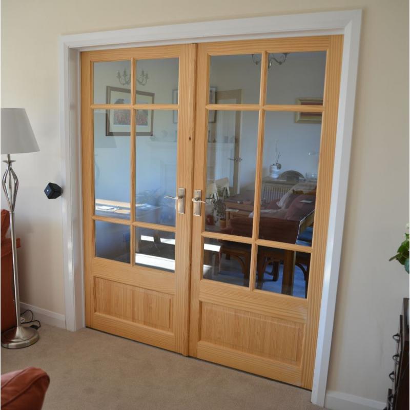 Interior Door Pair Glazed Pine 2'9" (6 light) with hardware - each 1950mm x 838mm x 35mm