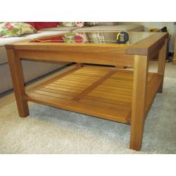 MARKS & SPENCER 'SENOMA' OAK COFFEE TABLE WITH GLASS TOP