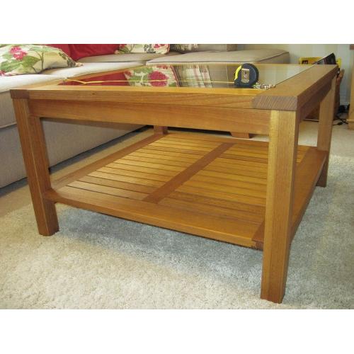 MARKS & SPENCER 'SENOMA' OAK COFFEE TABLE WITH GLASS TOP
