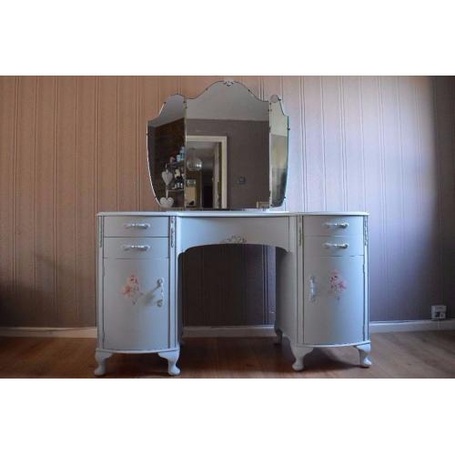 Shabby Chic Vintage Dressing Table Duck Egg & Decoupage Bedroom