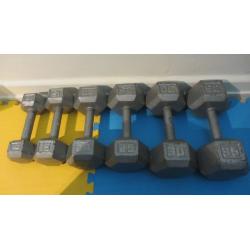 Hex Steel Dumbbell Weights, 10,15,20,25,30,35 lbs sets