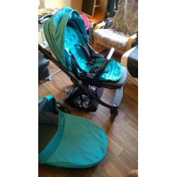 BabyStyle Oyster Pushchair Pram Ocean on Mirror Chassis With Carry Cot