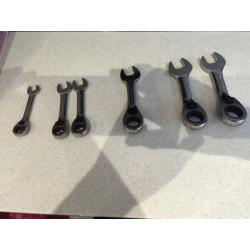 Snap on stubby flank drive spanners various sizes