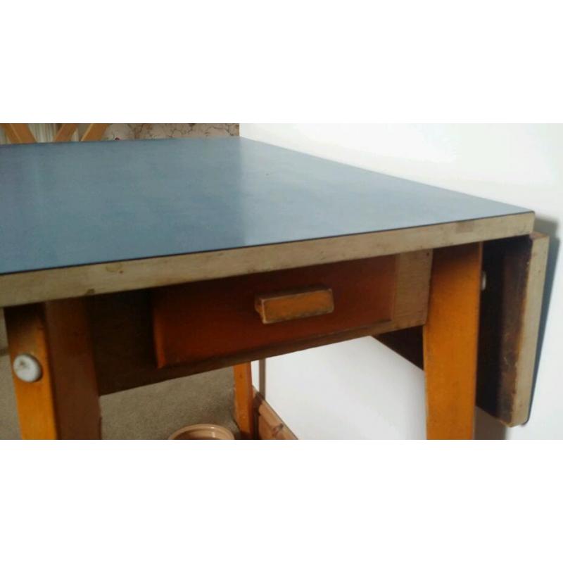 Vintage 50s 60s Formica Drop Leaf Table