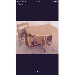 Folding Table with Four Chairs