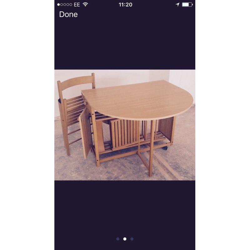 Folding Table with Four Chairs