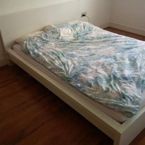 Ikea Malm Double Bed with bed slats, white - Good Condition