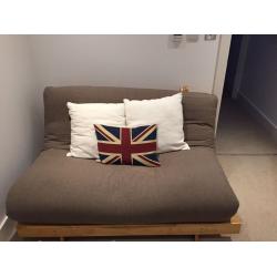 FUTON COMPANY "Orlando" Double Futon Sofa Bed & Extra Cover, Hardwood Base, Sofabed, + I CAN DELIVER