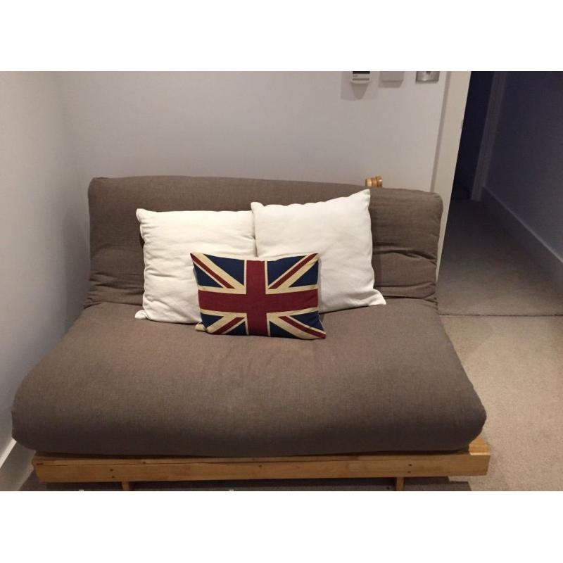 FUTON COMPANY "Orlando" Double Futon Sofa Bed & Extra Cover, Hardwood Base, Sofabed, + I CAN DELIVER