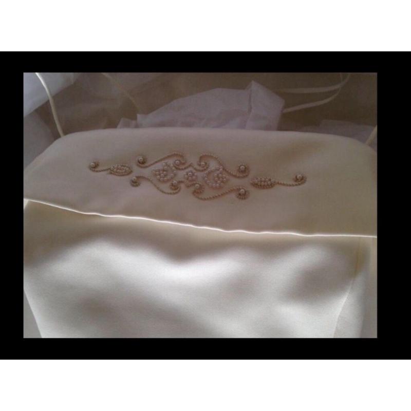 Ivory satin wedding dress